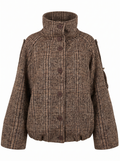 Giacca corta in tweed con collo alto
