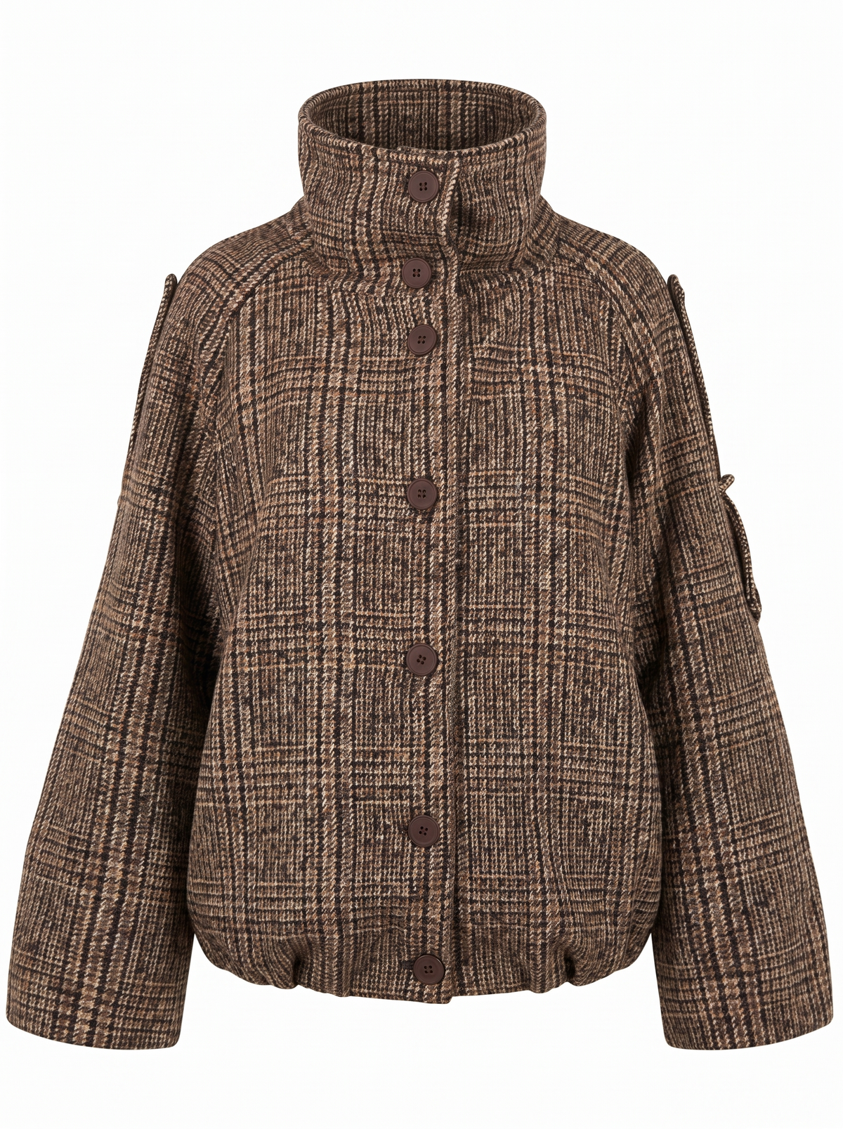 Giacca corta in tweed con collo alto