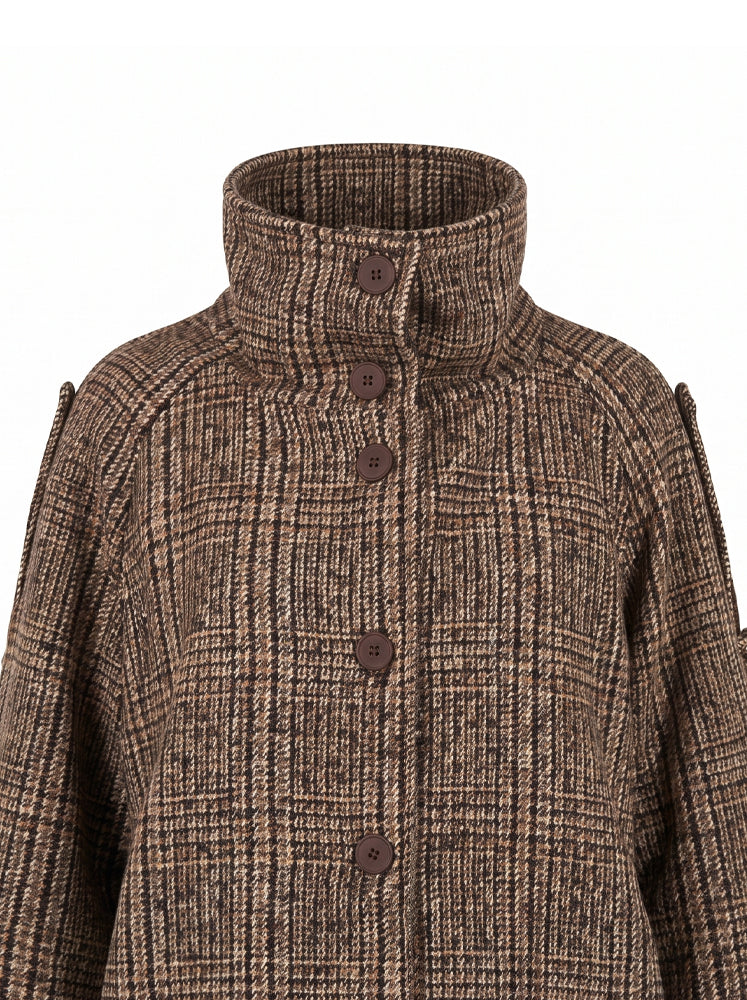 Giacca corta in tweed con collo alto