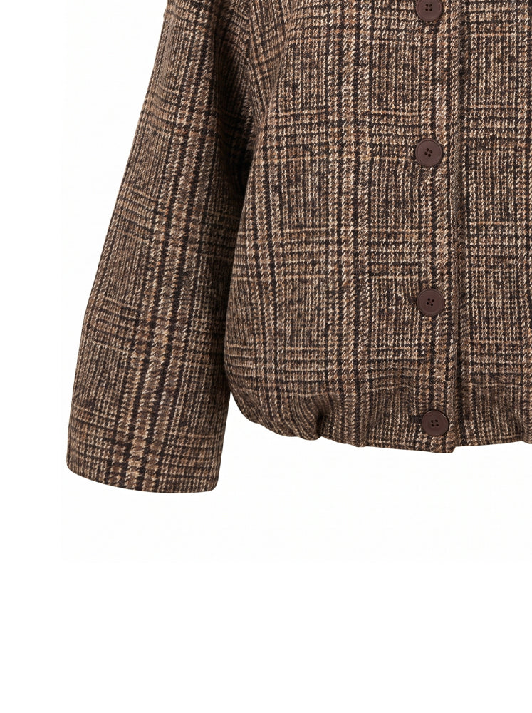 Giacca corta in tweed con collo alto