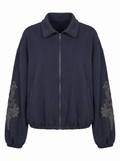 Bomber con collo alto e ricami