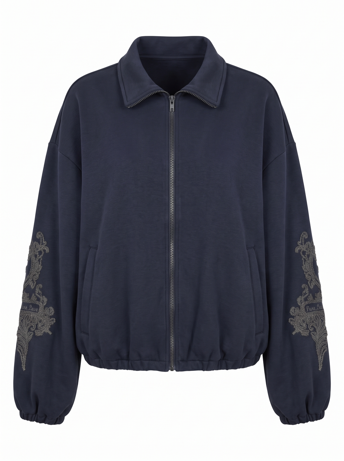 Bomber con collo alto e ricami
