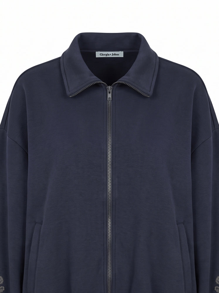 Bomber con collo alto e ricami