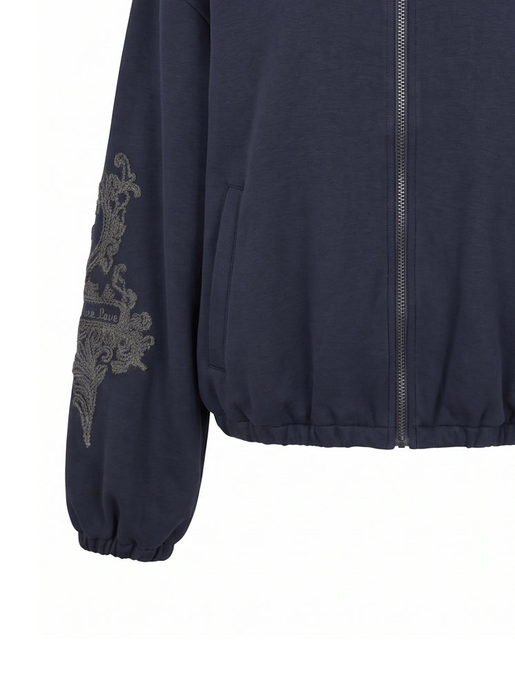Bomber con collo alto e ricami