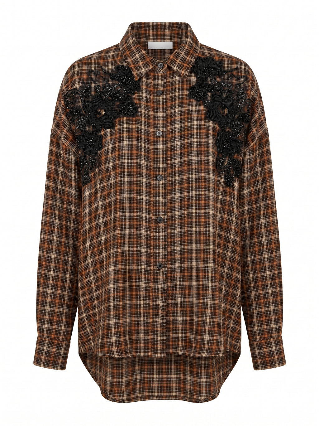 Camicia over tartan con applicazione