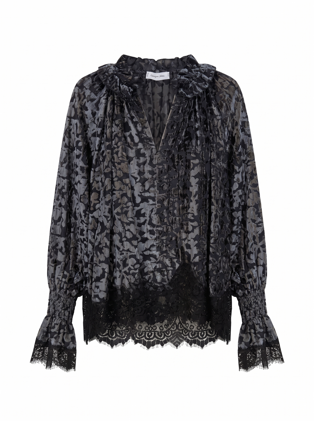 Blusa in velluto devore' bordi in pizzo