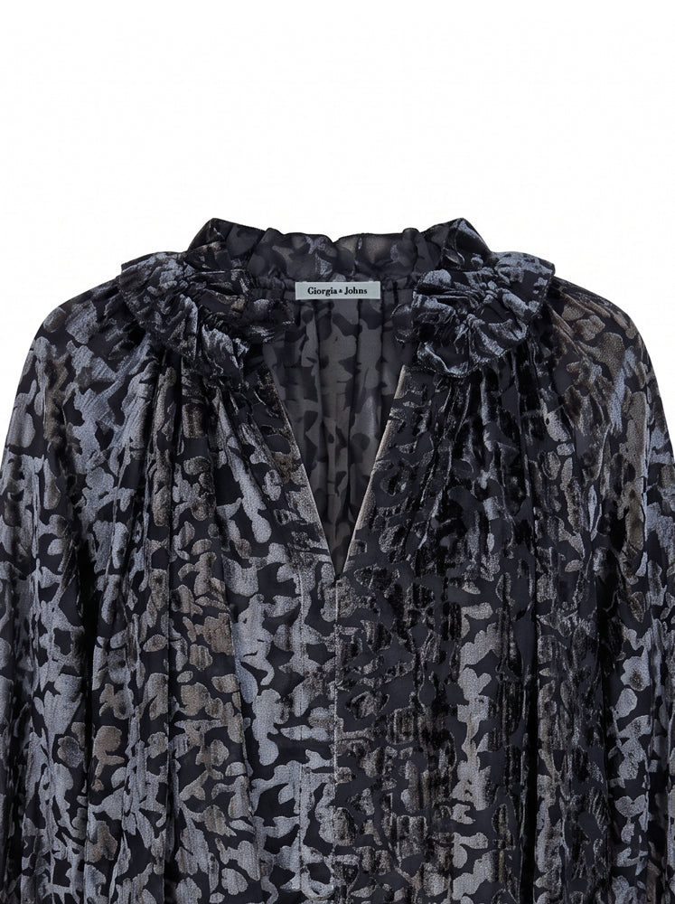 Blusa in velluto devore' bordi in pizzo
