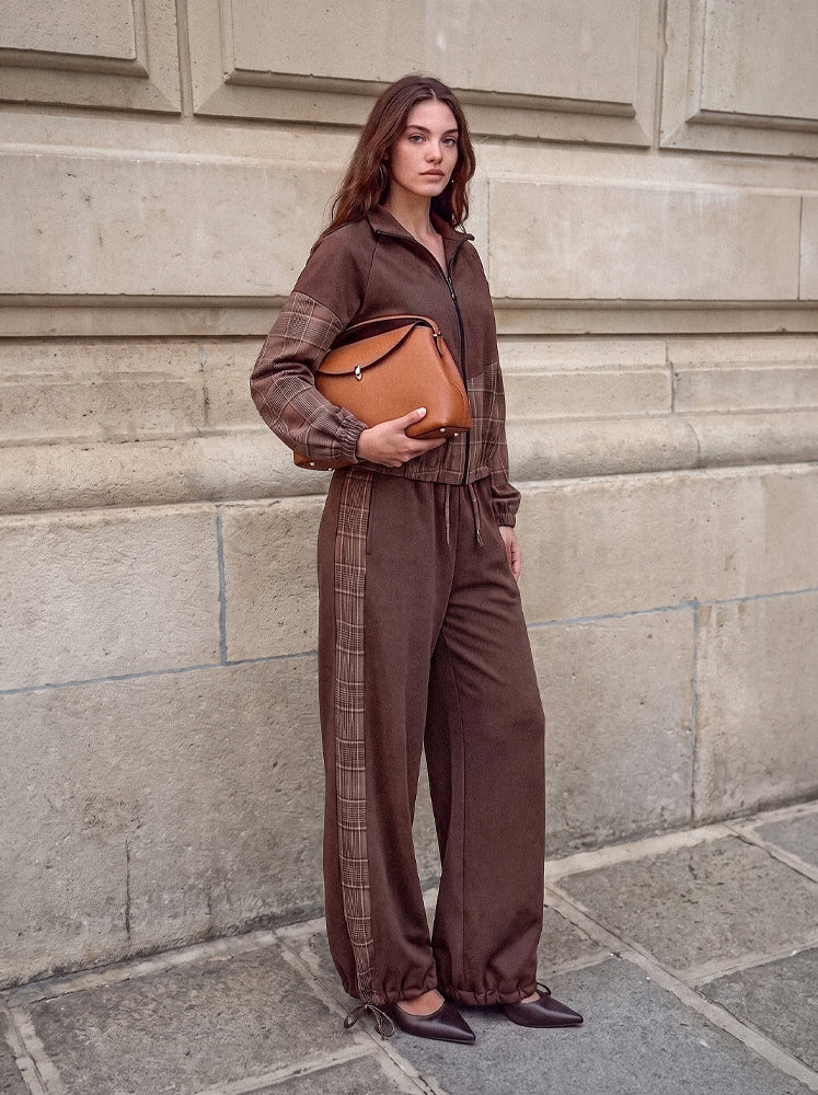 Pantaloni bande laterali check