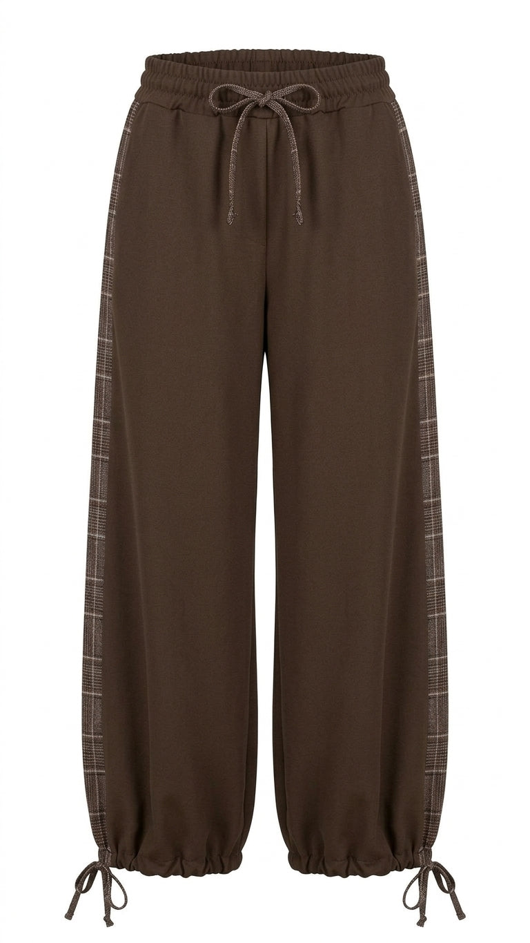 Pantaloni bande laterali check