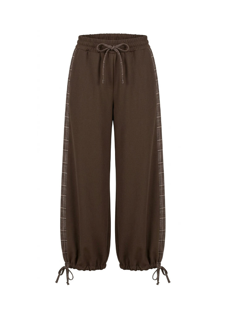 Pantaloni bande laterali check