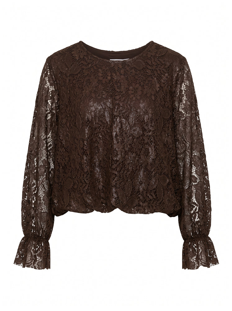 Blusa in pizzo con fondo rimborsato
