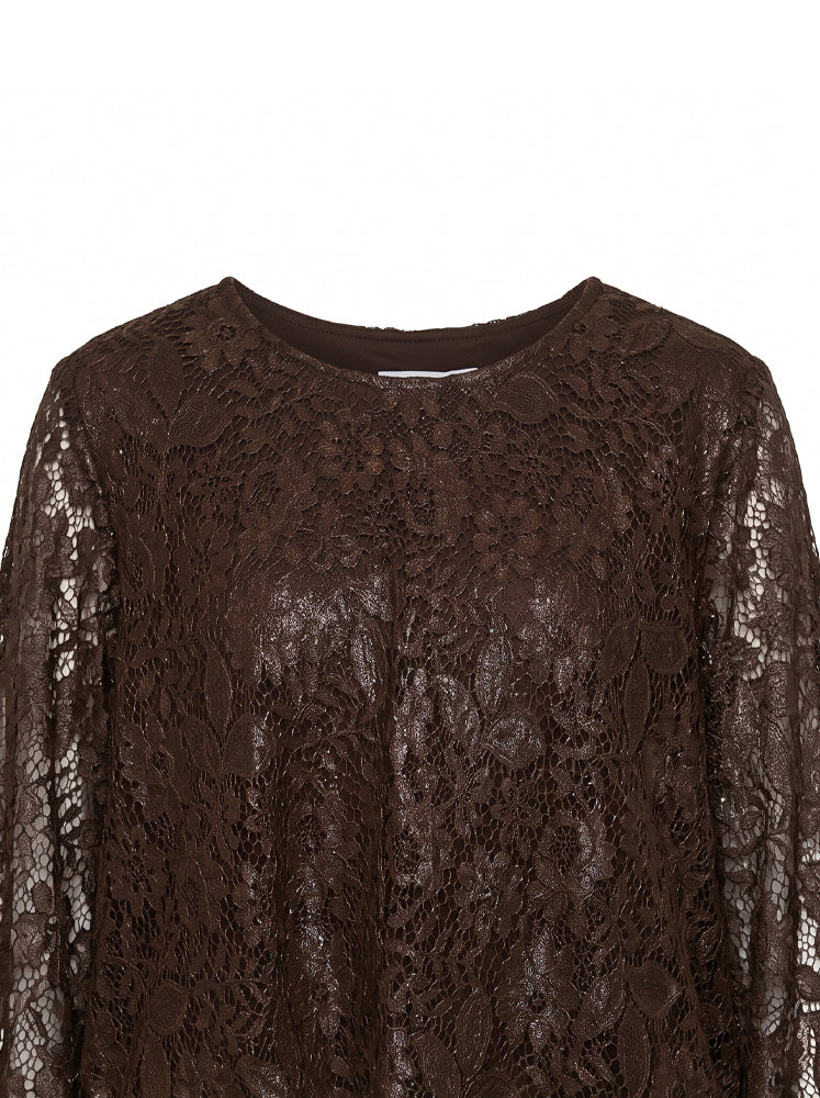 Blusa in pizzo con fondo rimborsato