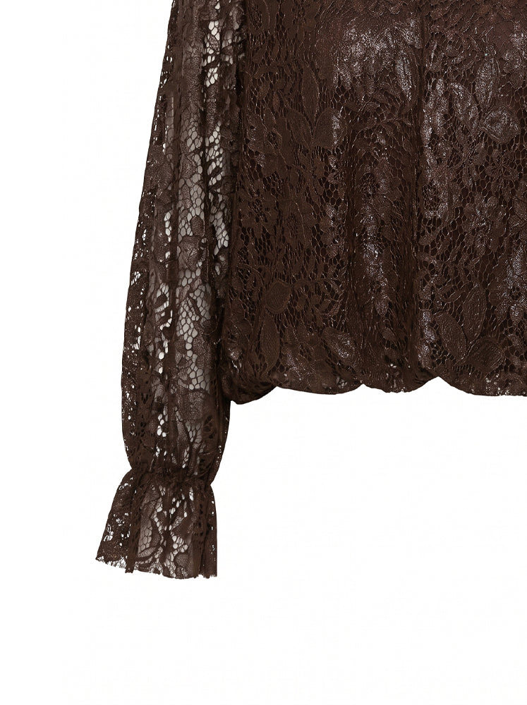 Blusa in pizzo con fondo rimborsato