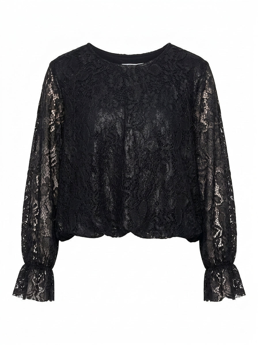 Blusa in pizzo con fondo rimborsato
