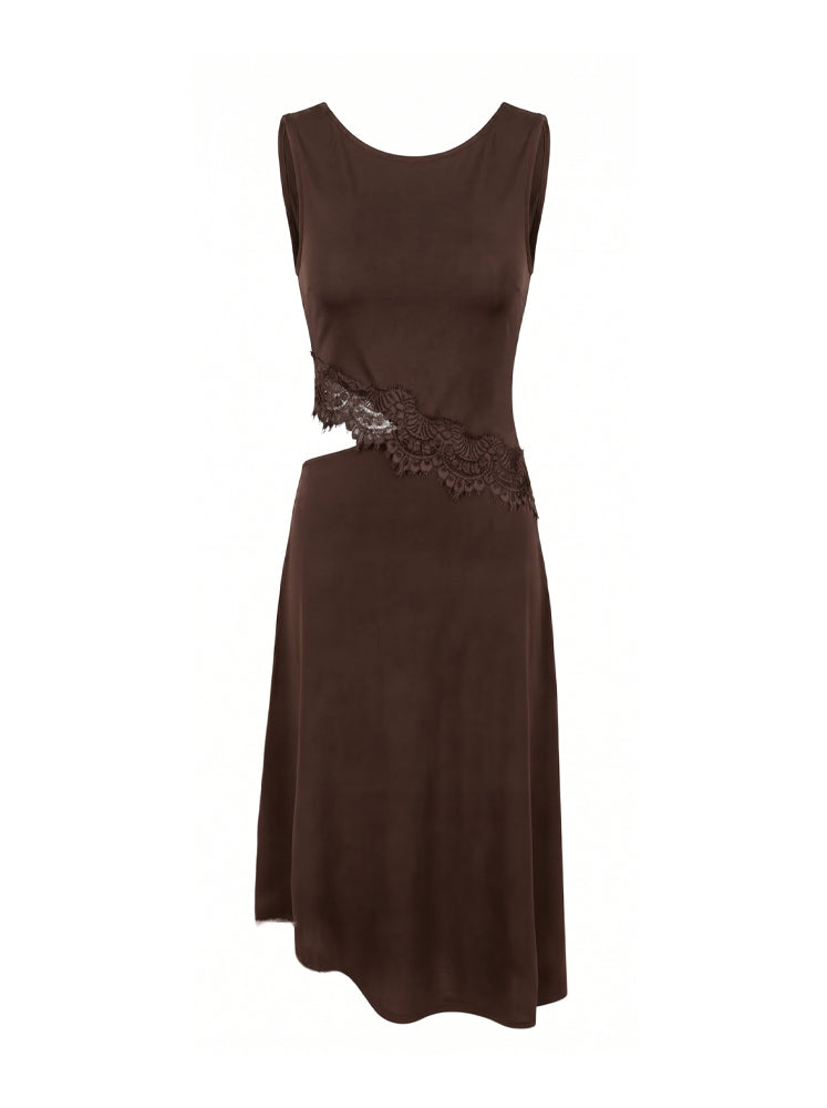 Abito tubino cut out con pizzo