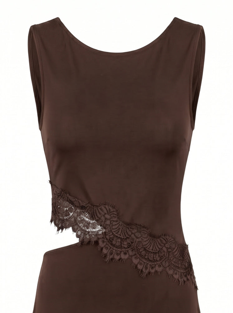 Abito tubino cut out con pizzo