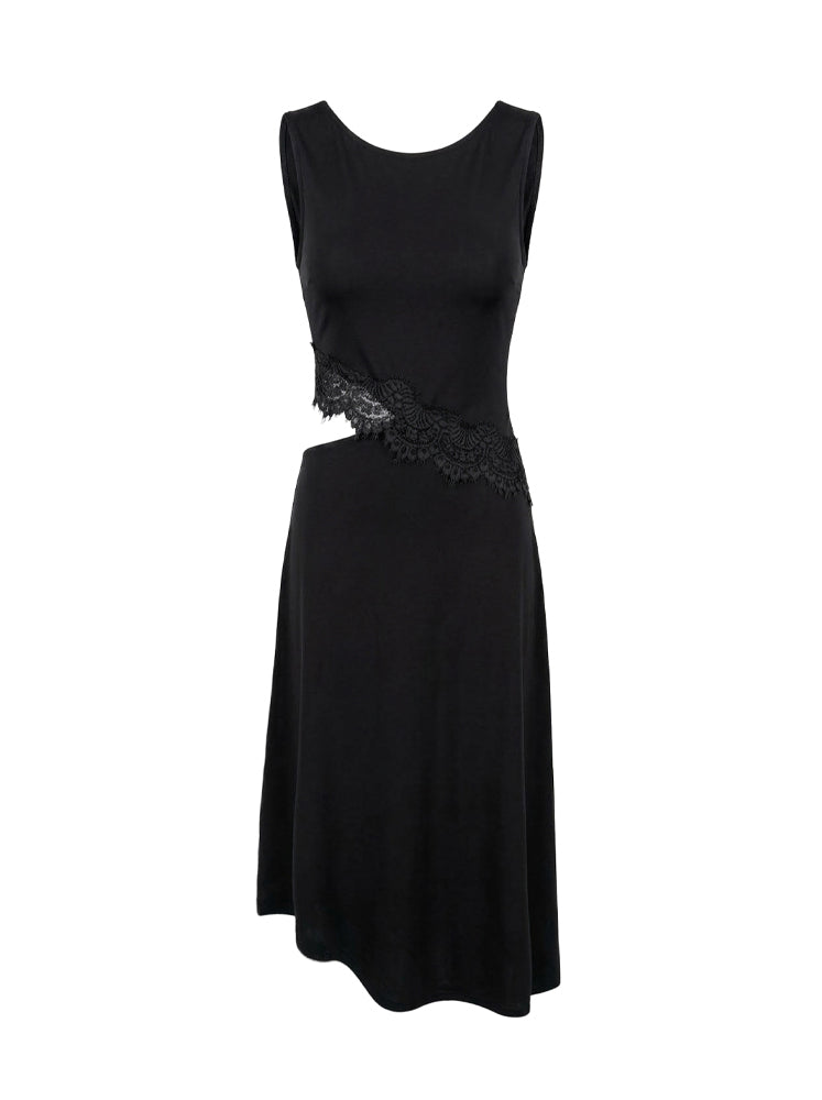 Abito tubino cut out con pizzo