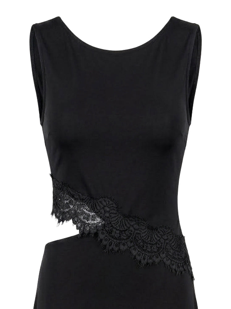 Abito tubino cut out con pizzo