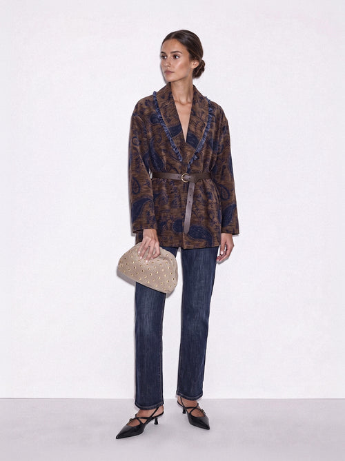 Giacca kimono jacquard motivo paisley