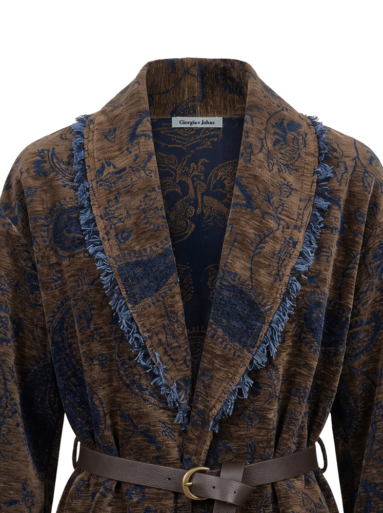 Giacca kimono jacquard motivo paisley