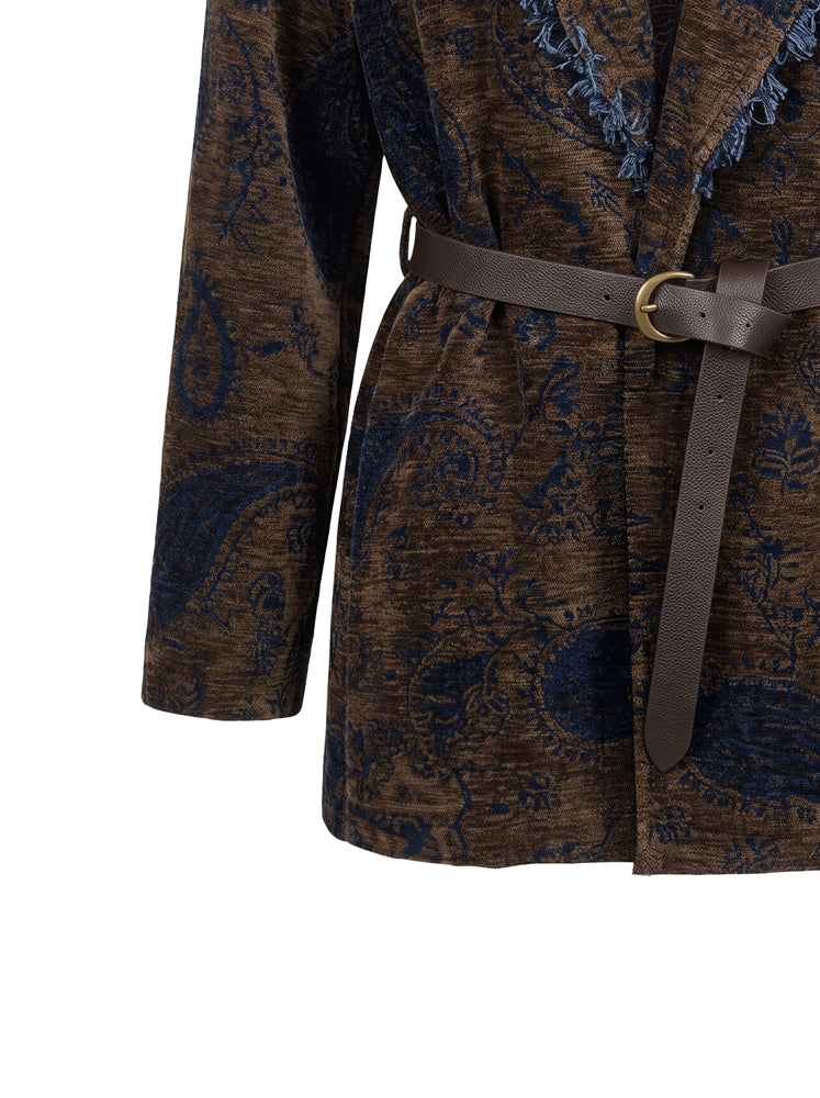 Giacca kimono jacquard motivo paisley