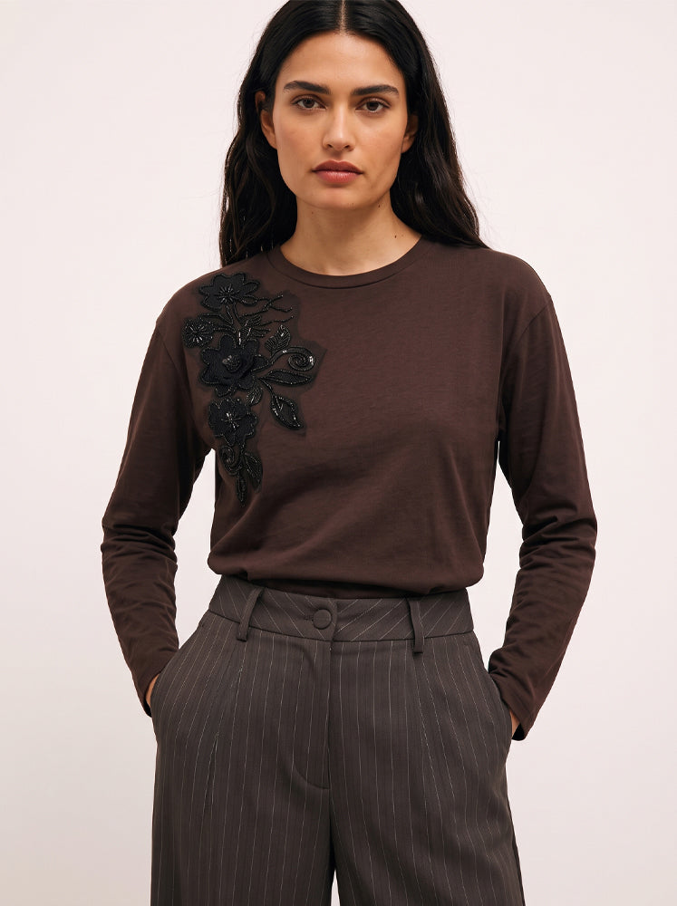 Maglia girocollo con applicazione
