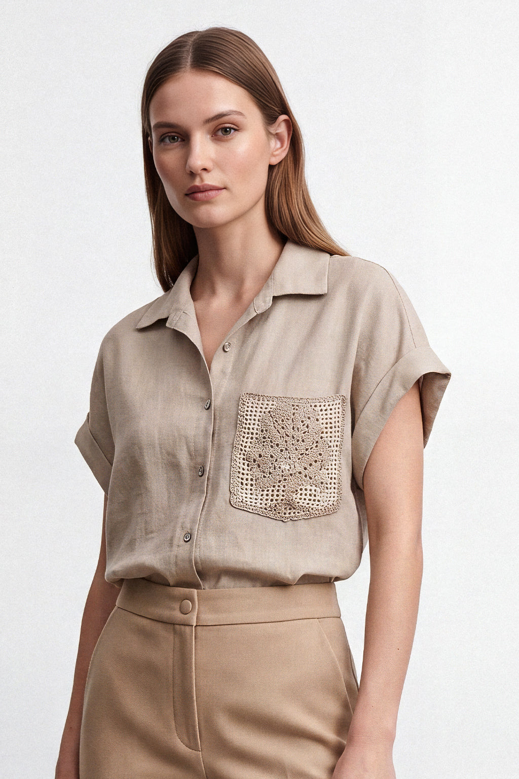 Camicia lino con taschino