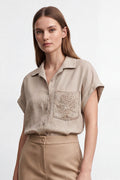 Camicia lino con taschino