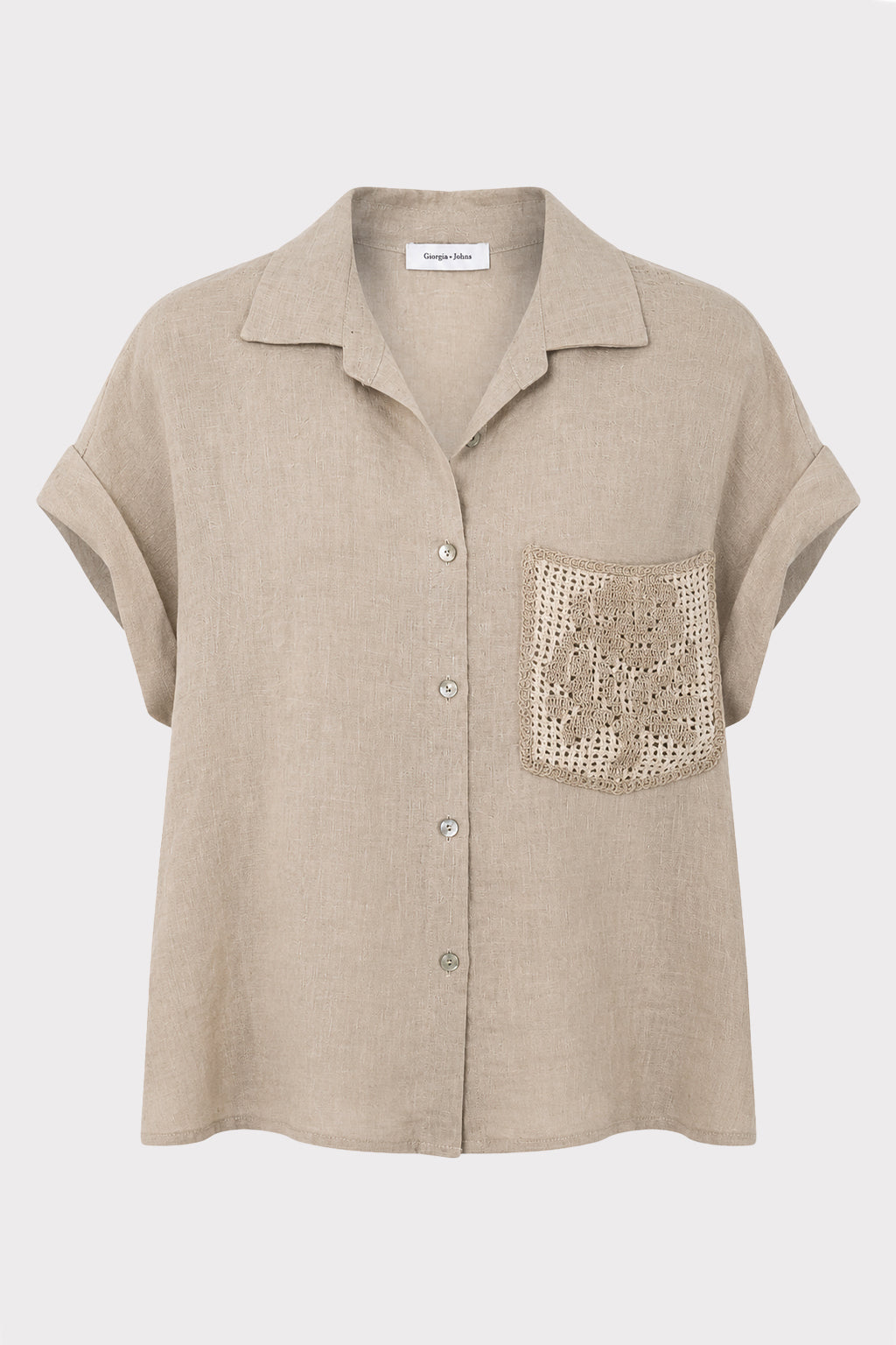 Camicia lino con taschino