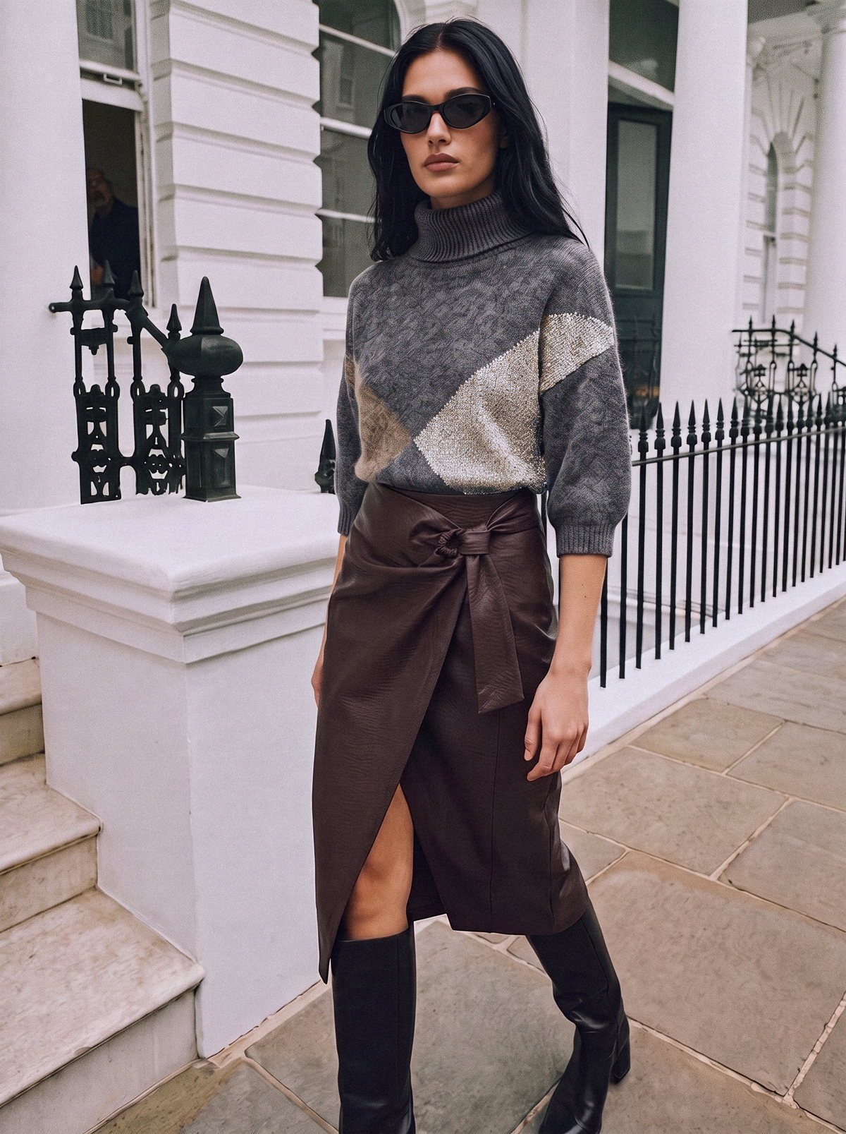 Maglia color block geometrico dettagli lurex