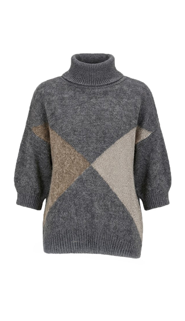 Maglia color block geometrico dettagli lurex