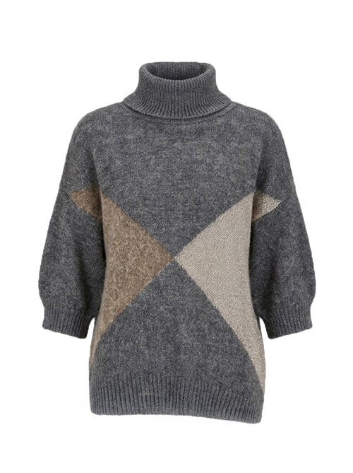 Maglia color block geometrico dettagli lurex