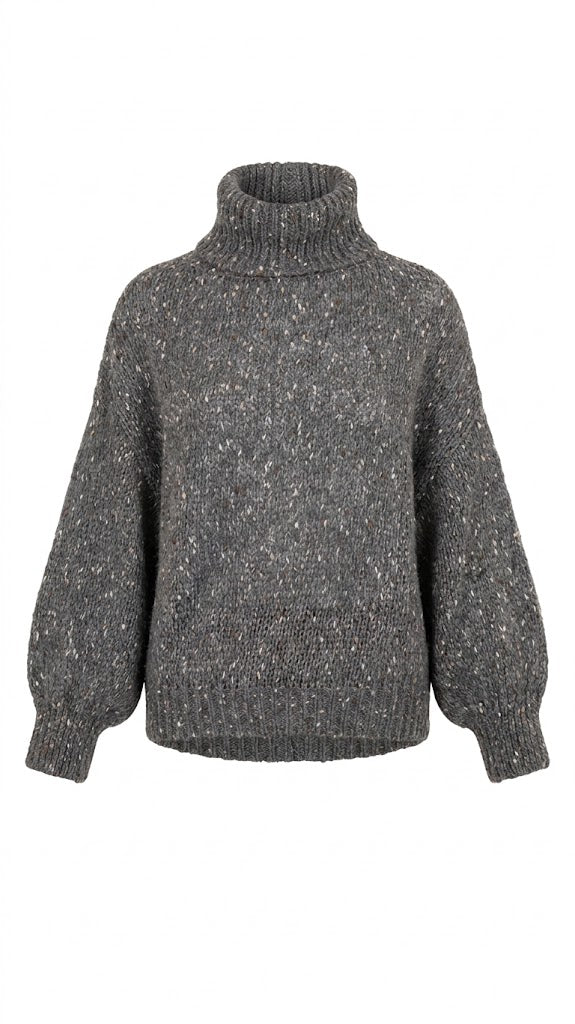 Pullover dolcevita over effetto tweed