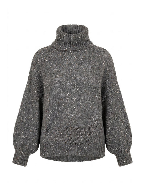 Pullover dolcevita over effetto tweed