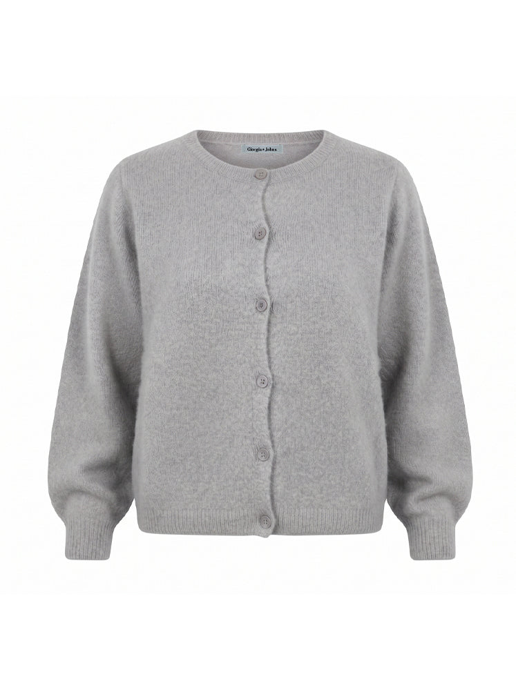 Cardigan girocollo misto alpaca e lana