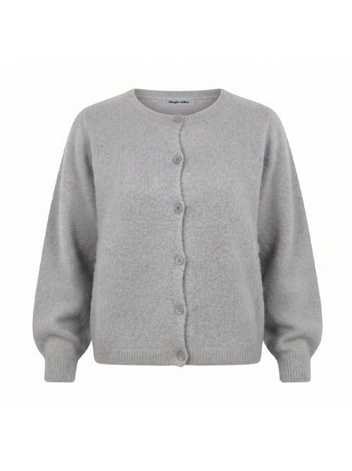 Cardigan girocollo misto alpaca e lana