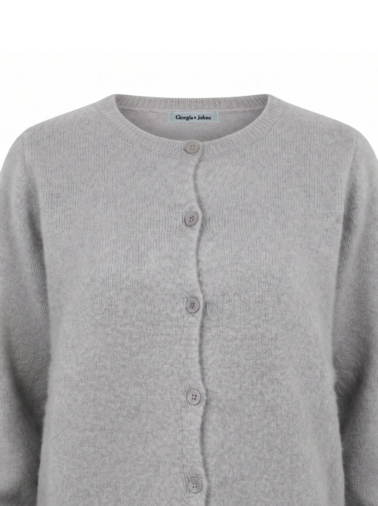 Cardigan girocollo misto alpaca e lana