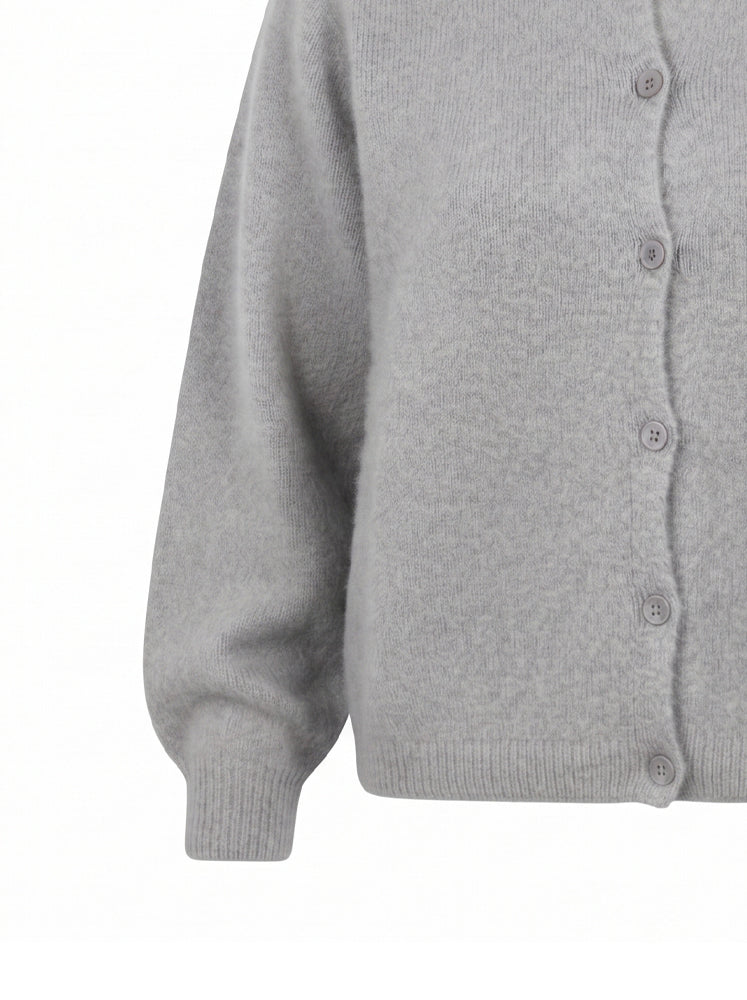Cardigan girocollo misto alpaca e lana