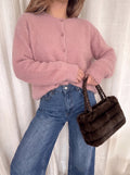 Cardigan girocollo misto alpaca e lana