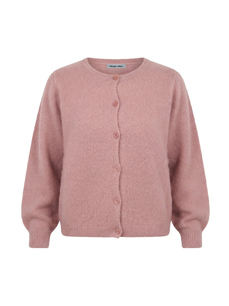 Cardigan girocollo misto alpaca e lana