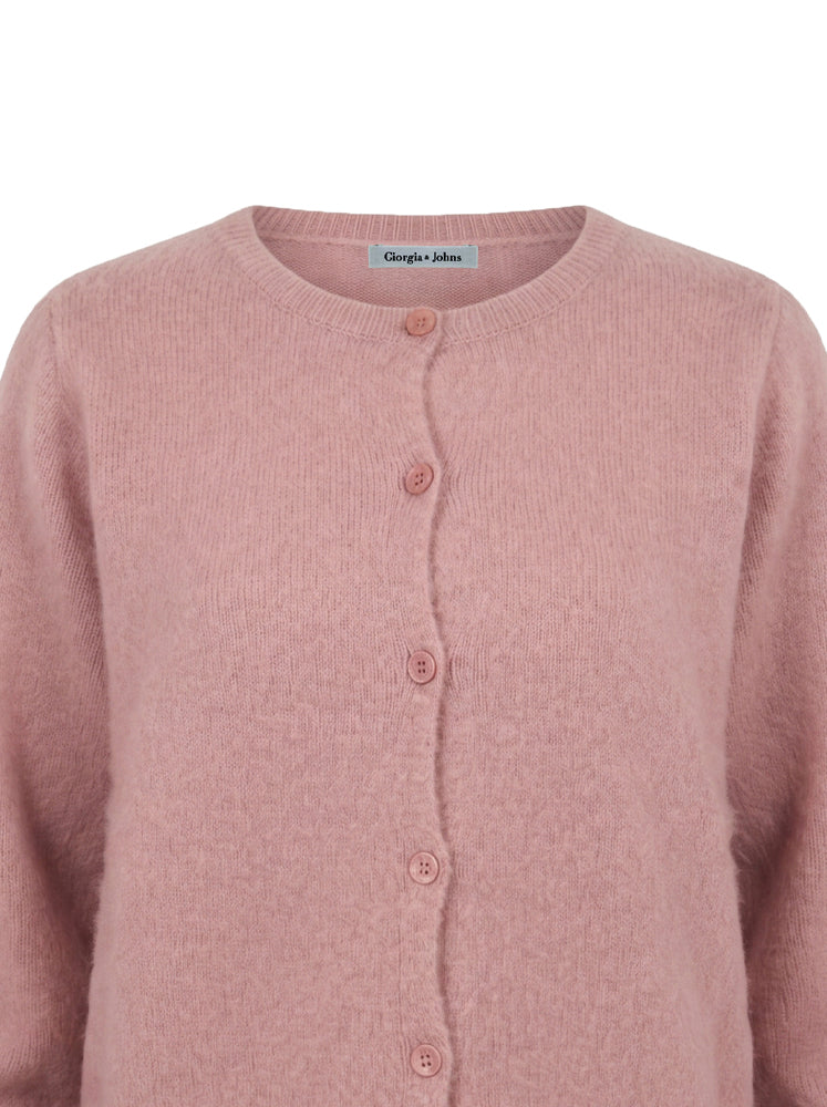 Cardigan girocollo misto alpaca e lana