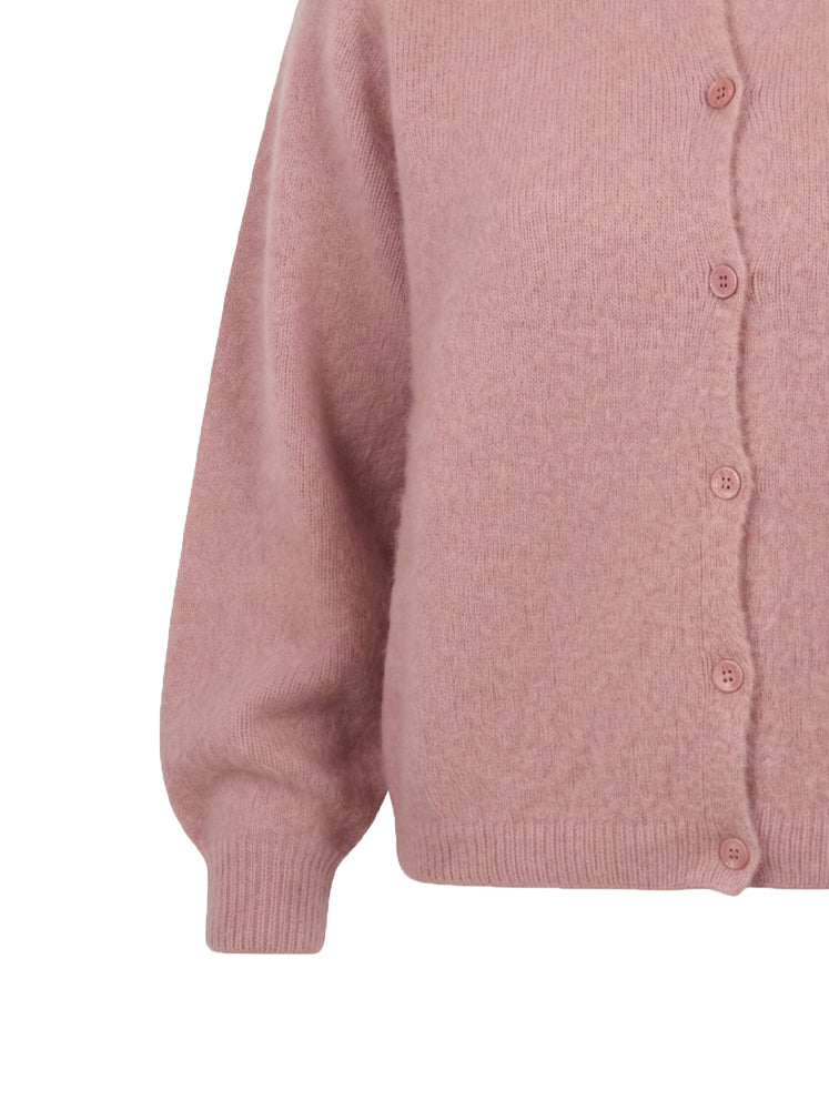 Cardigan girocollo misto alpaca e lana