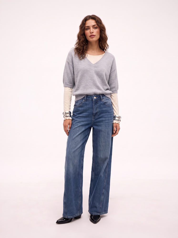 Pullover a V misto Alpaca e Lana