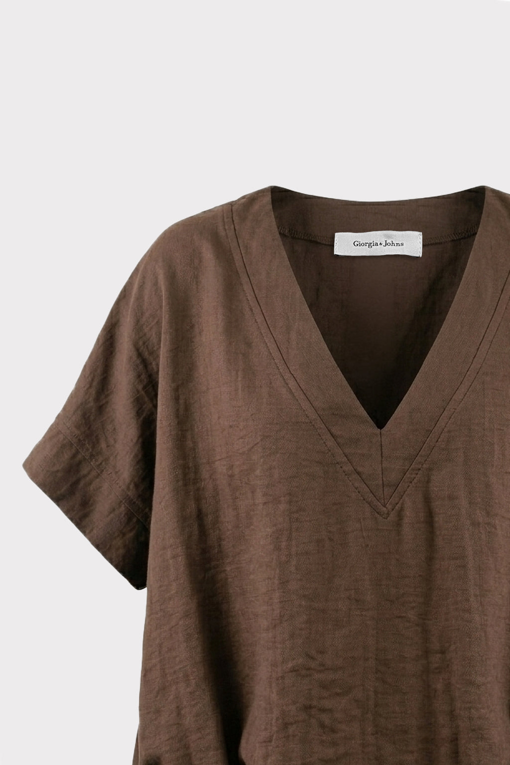 Blusa scollo a V misto lino
