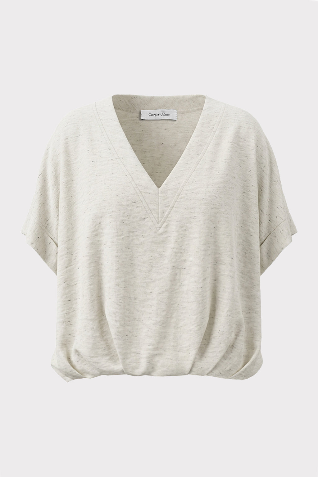 Blusa scollo a V misto lino