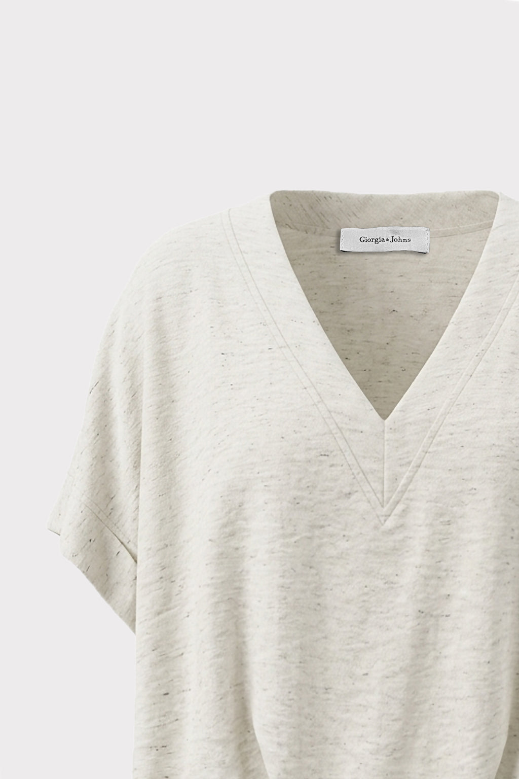Blusa scollo a V misto lino