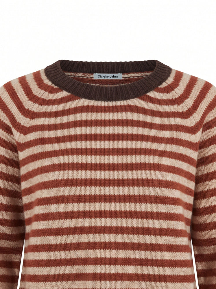 Pullover a righe bordo a contrasto