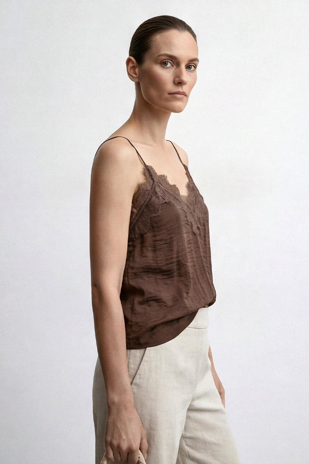 Top lingerie in misto lino