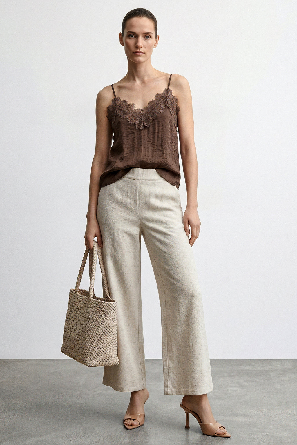 Top lingerie in misto lino