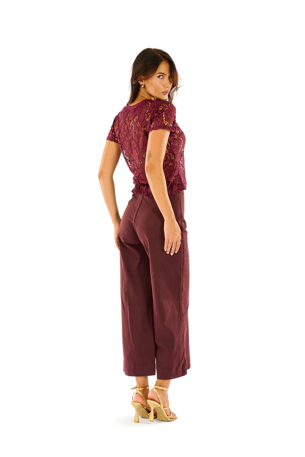 Pantalone culotte gamba ampia